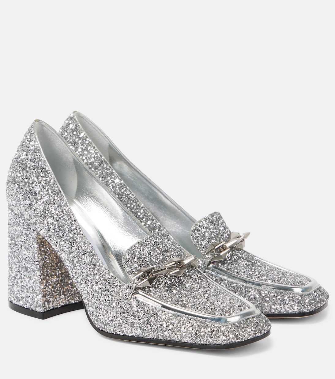 Туфли-лоферы Diamond Tilda 85 с блестками Jimmy Choo, серебряный