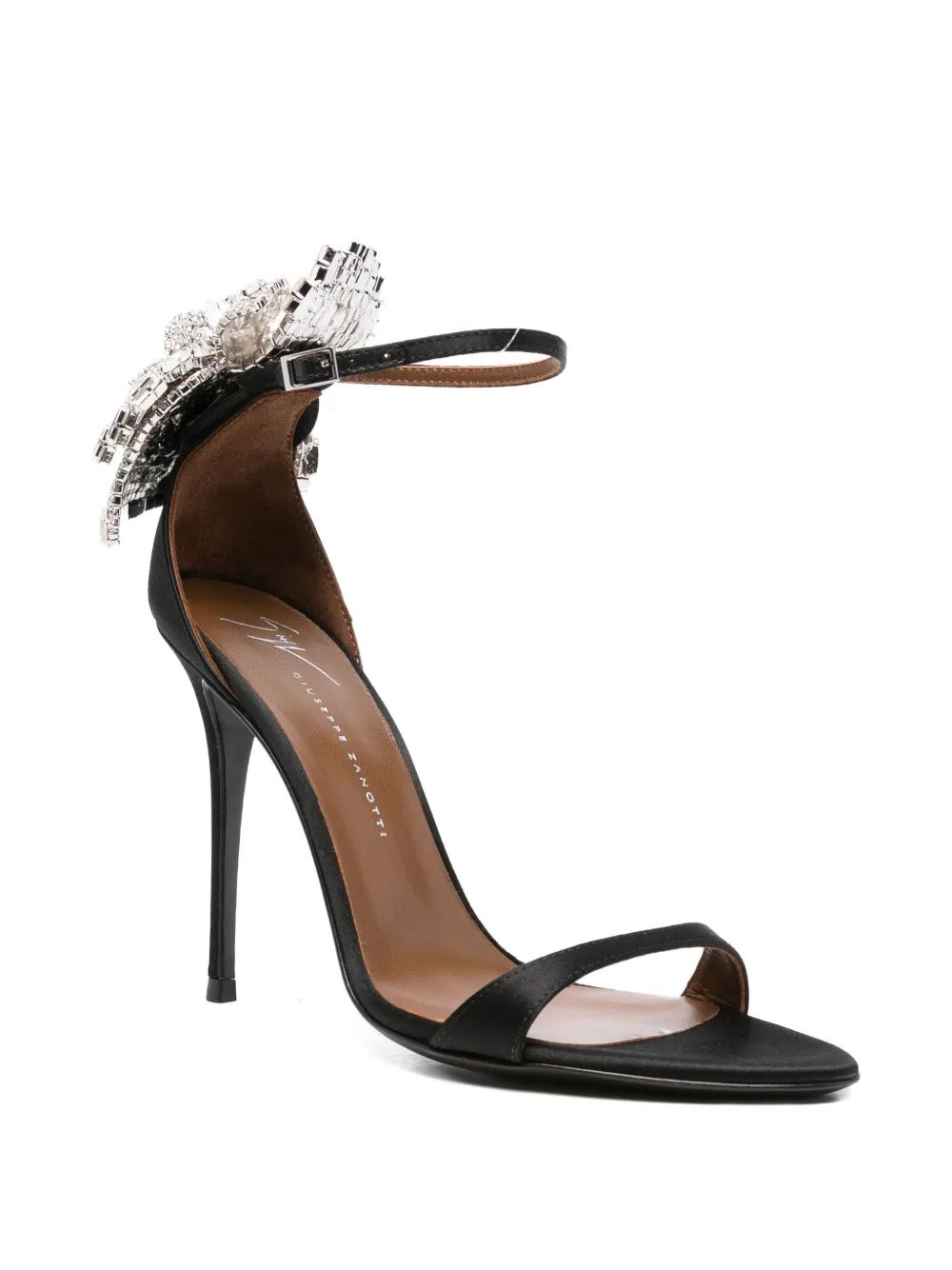 Босоножки на каблуке-шпильке высотой 100 мм с декором Giuseppe Zanotti, черный — фото 2