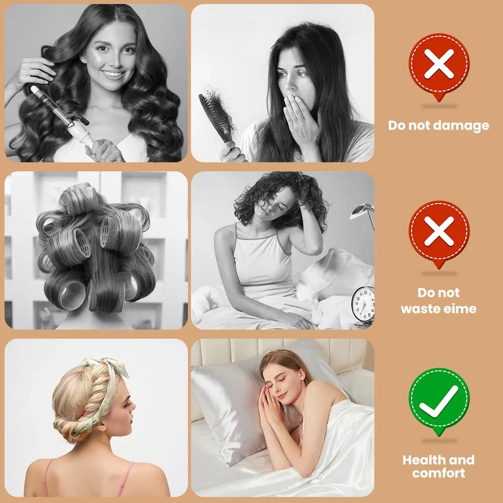 Набор из 5 бархатных бигуди без нагрева «Heatless Curls» Butbu, A2 Beige — фото 4