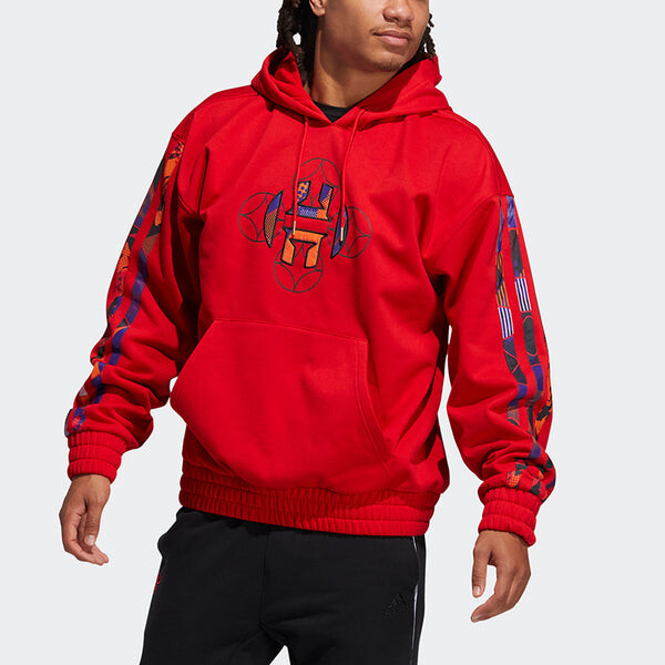 Толстовка adidas Mic Harden Po Logo Basketball Sports Fleece Lined Red, красный — фото 2
