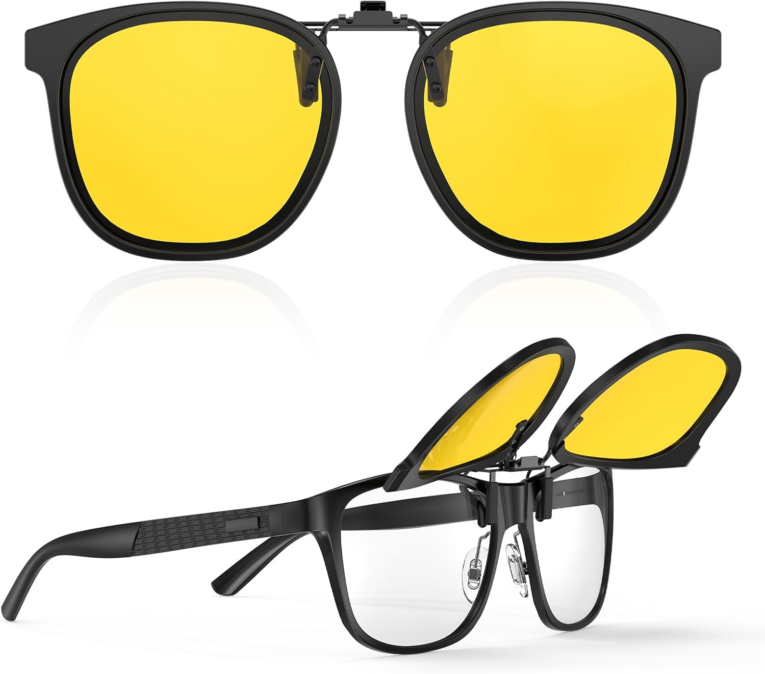 

Солнцезащитные очки Goiteia Oversized Polarized Clip on Sunglasses поверх очков с диоптриями для женщин и мужчин, в стильной круглой оправе, напоминающей солнцезащитные очки, Black - Night Driving