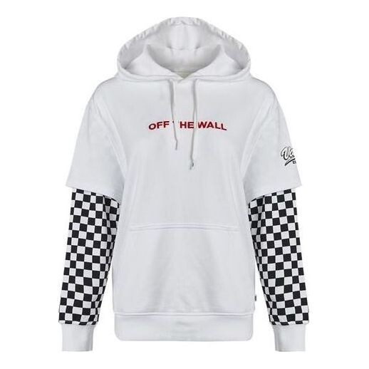 

Толстовка logo embroidered checkerboard print hoodies 'white black' Vans, белый