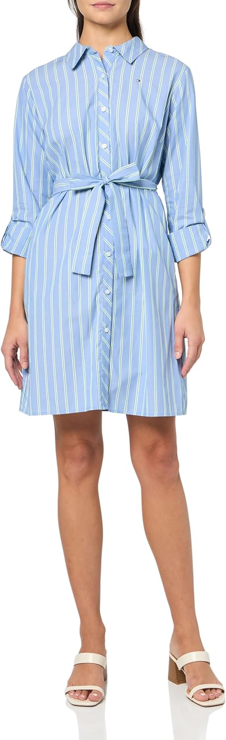 

Женское платье-рубашка с длинными рукавами и воротником от Tommy Hilfiger, French Blue/ Fern Green