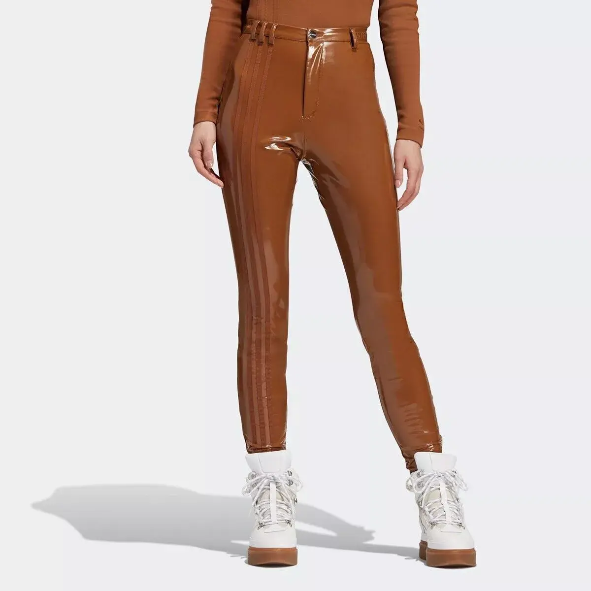 IVY PARK Кожаные Брюки Женские Коричневые Adidas Originals — фото 4