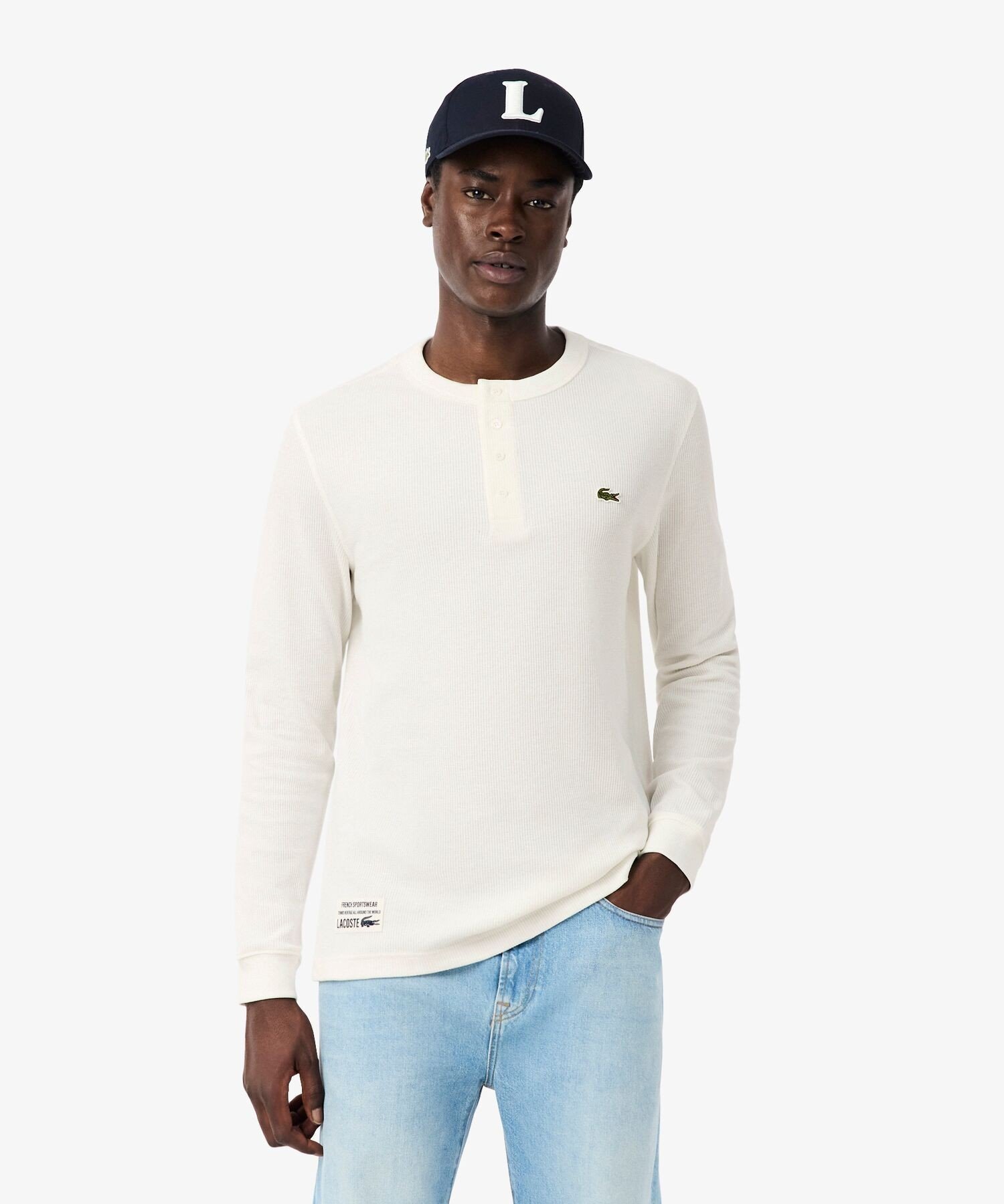 Футболка Henry с вафельным воротником LACOSTE, Off white