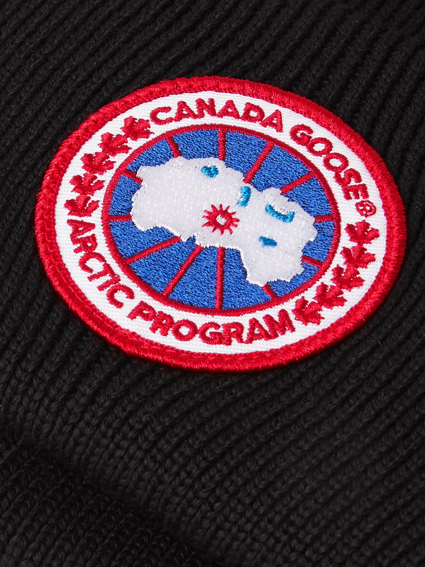 

Шапка-бини из шерсти мериноса с аппликацией логотипа CANADA GOOSE, черный