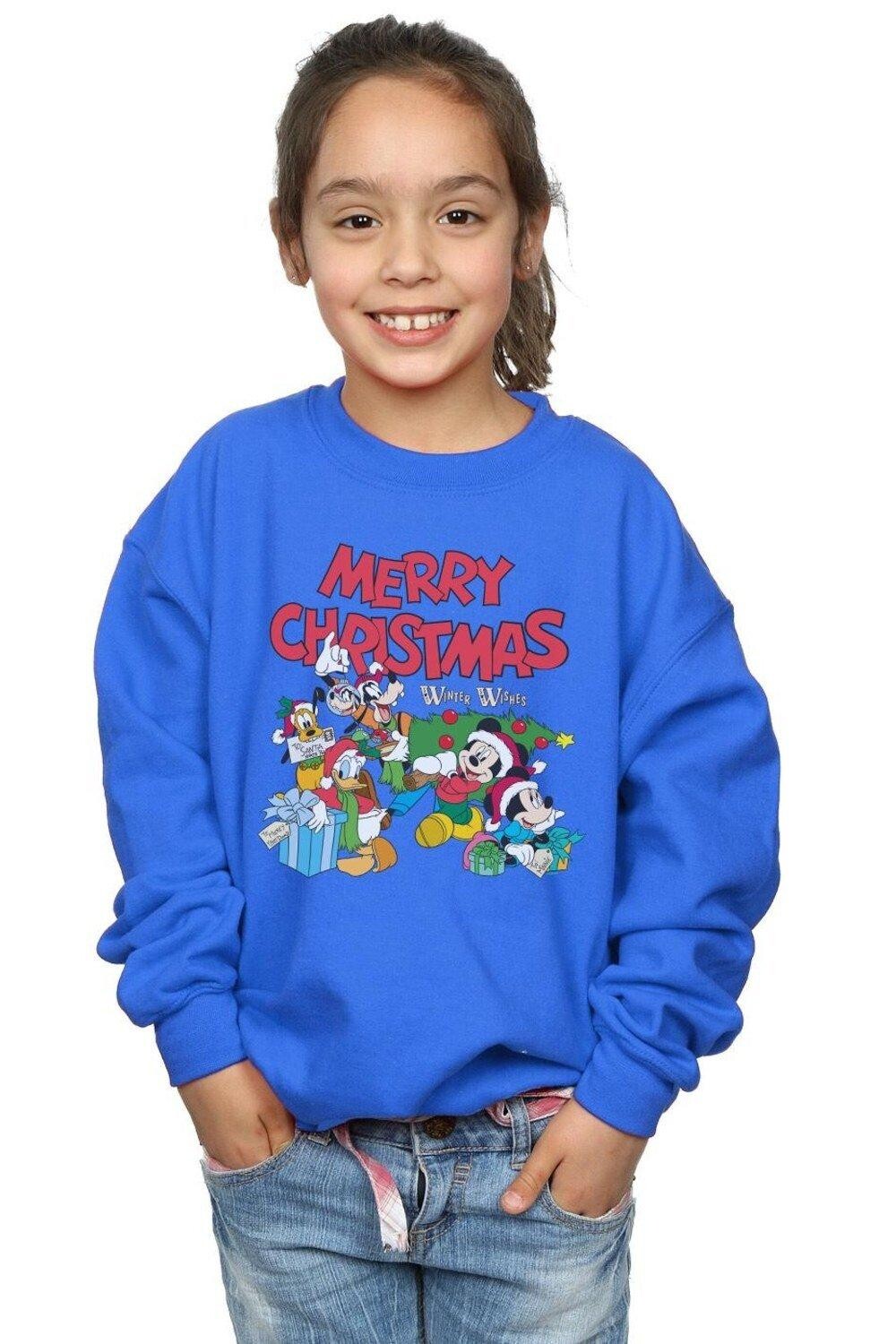 

Толстовка с надписью «Mickey And Friends Winter Wishes» Disney, синий