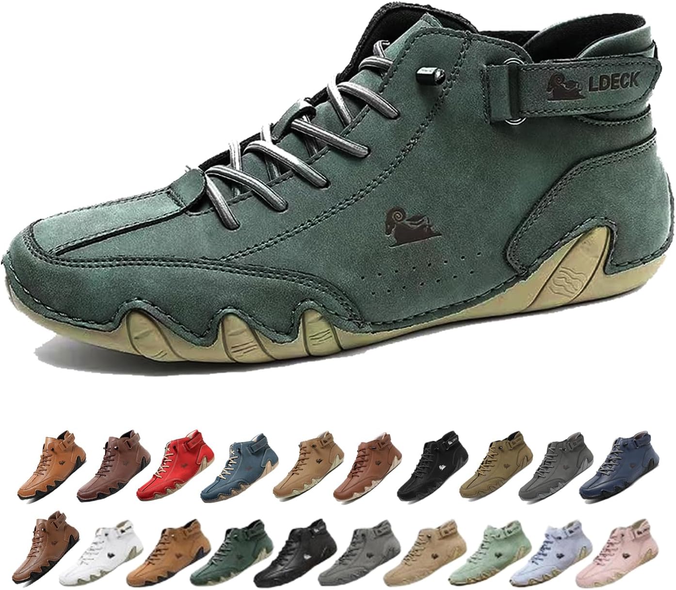 

Мужские водонепроницаемые дышащие высокие ботинки-чукка ручной работы, нескользящие, для походов, вождения, кемпинга, легкие босоножки на все сезоны Generic, зеленый