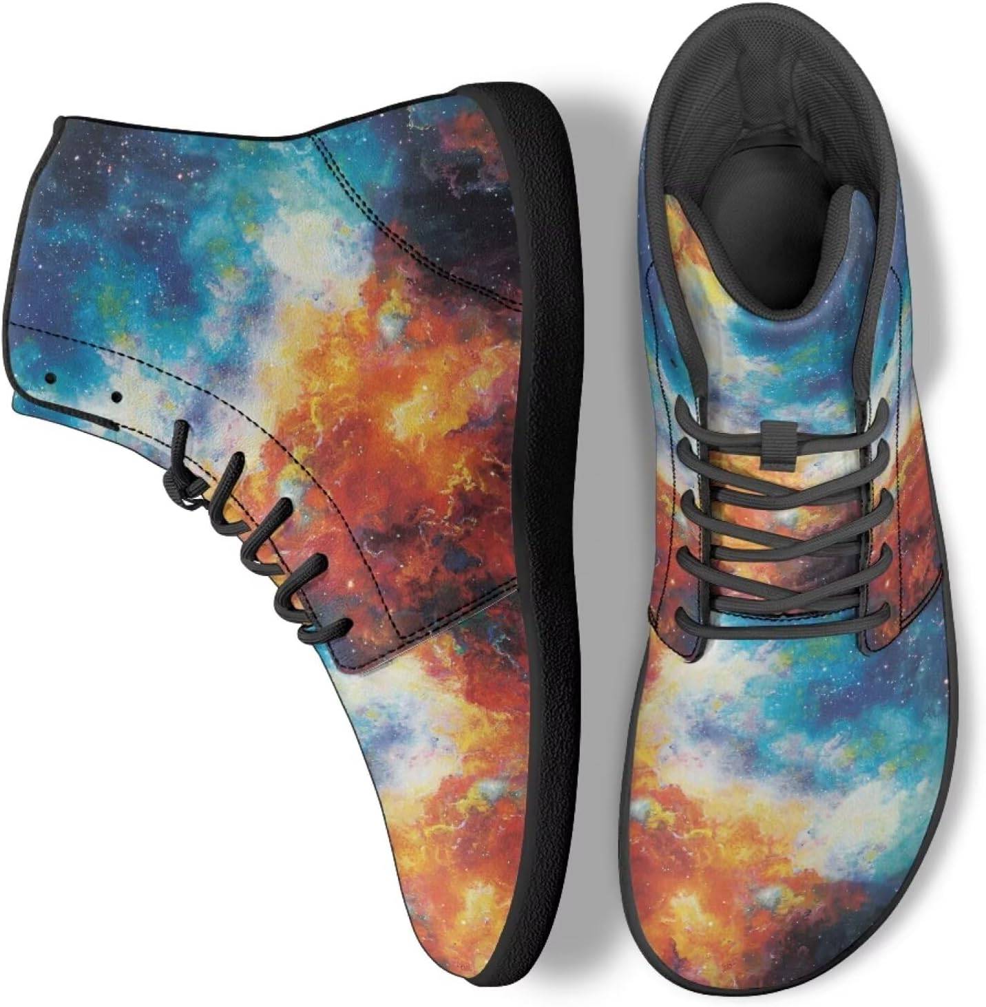 

Трекинговые кроссовки Binienty для мужчин и женщин с художественным дизайном, высокие, из ПУ-кожи, босоножки для бега, ходьбы и кемпинга, Galaxy Starlight