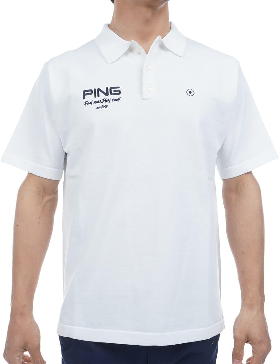 

Мужская трикотажная рубашка-поло с коротким рукавом Pin Apparel 621-5172301 (впитывающая, быстросохнущая, с защитой от УФ-излучения), для гольфа Ping, белый