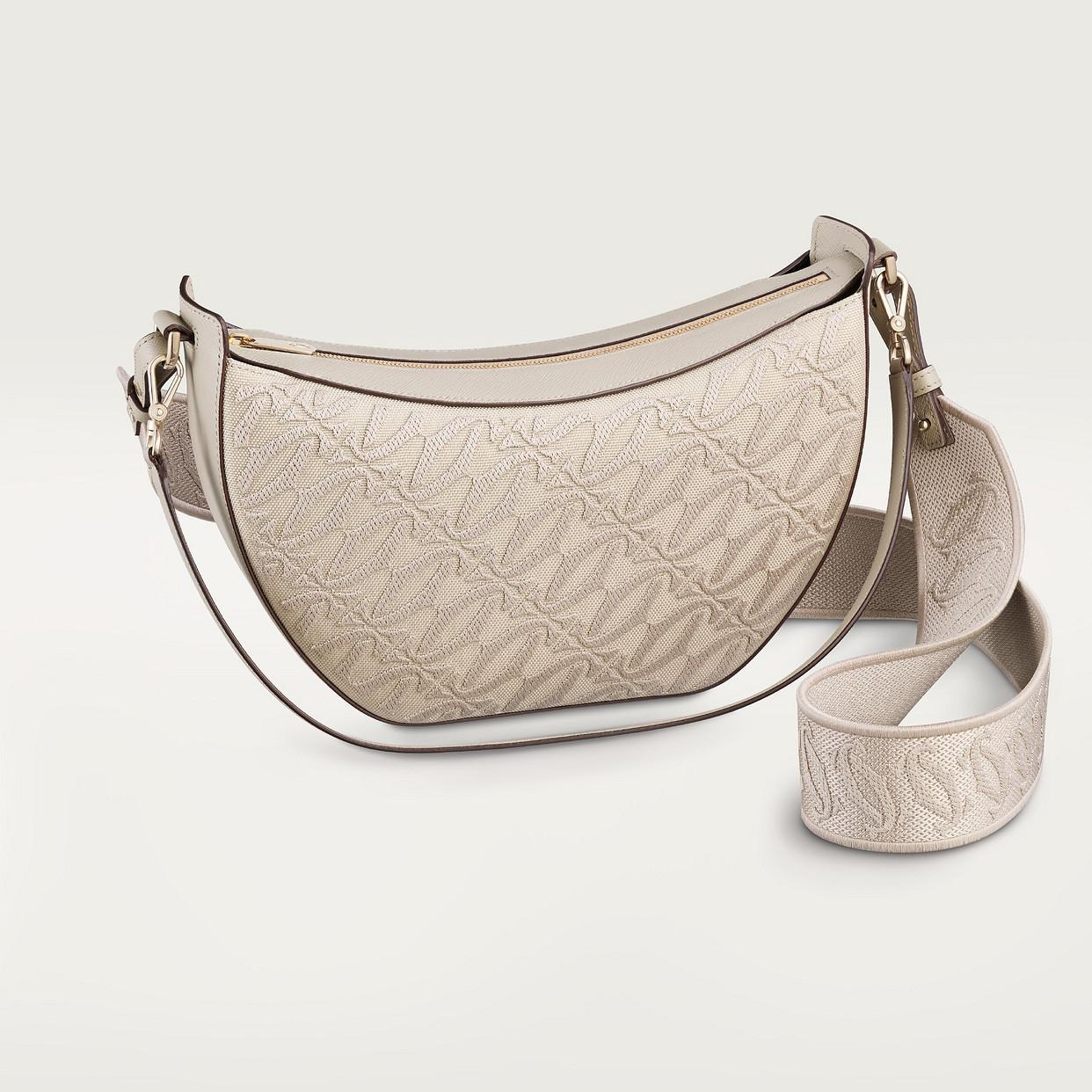 

Женская сумка через плечо Cartier Sac hobo, C de Cartier, бежевая фактурная телячья кожа