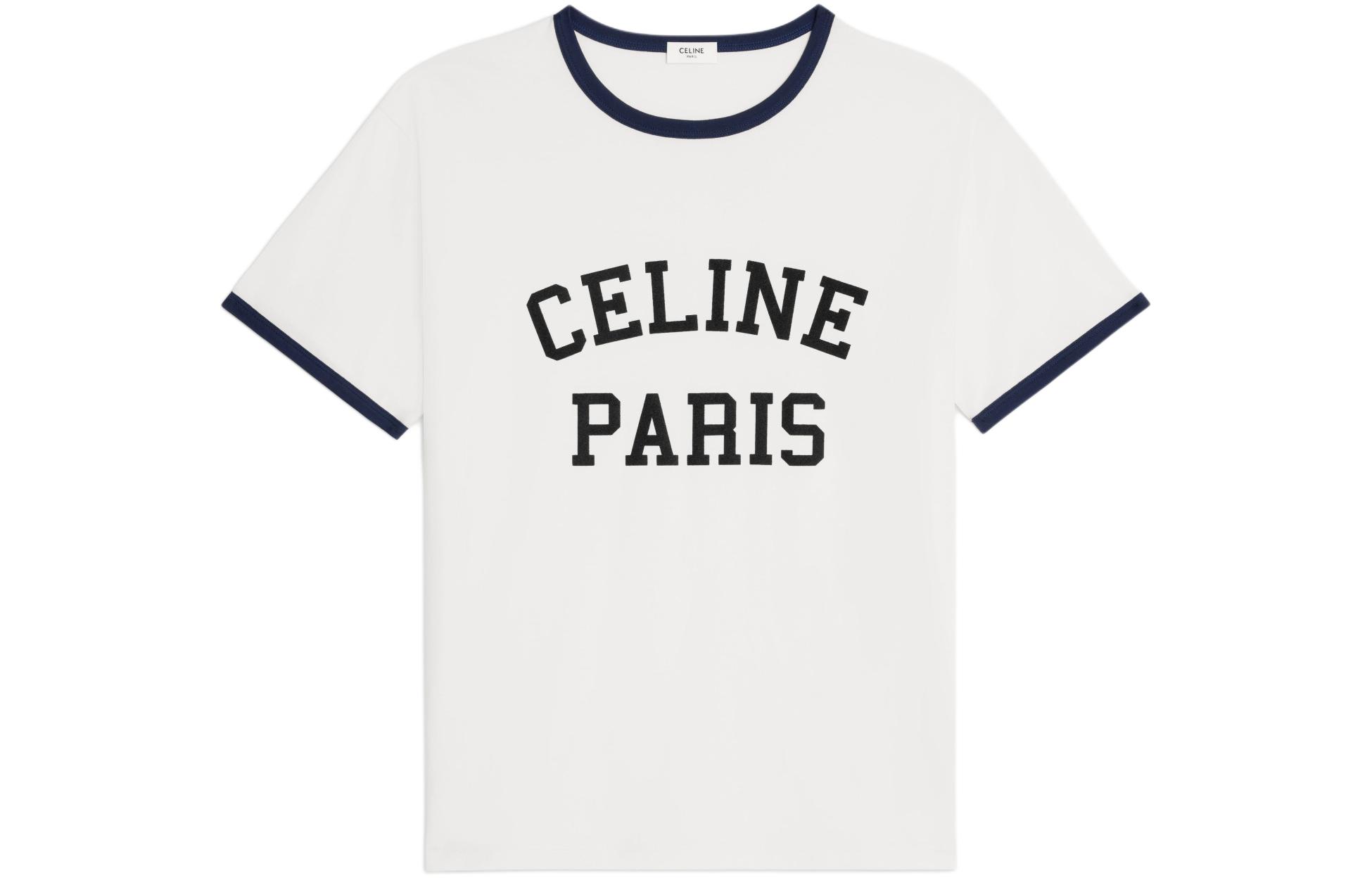 

Свободная футболка PARIS из хлопкового трикотажа Celine, белый