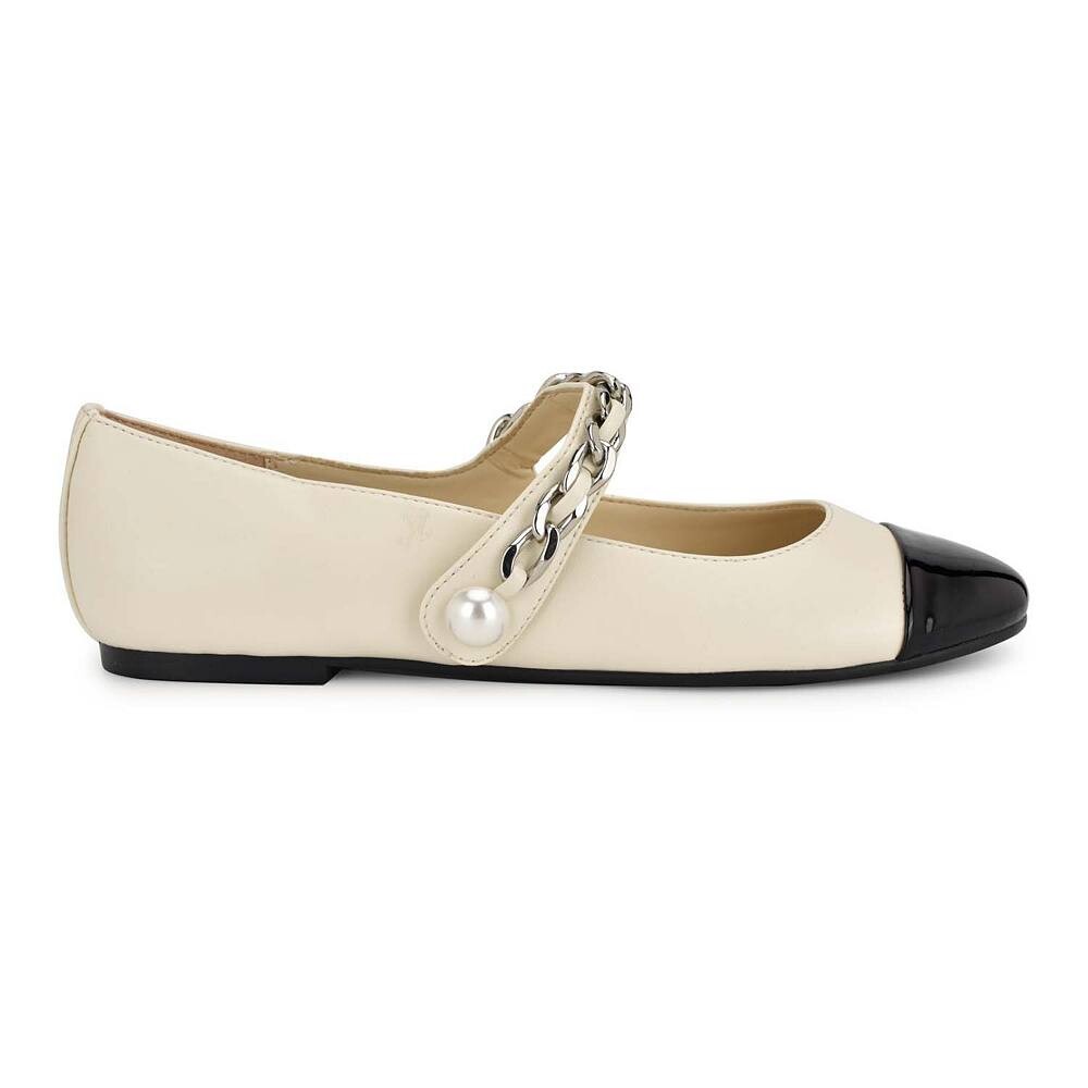Женские балетки Nine West Platy Mary Jane на балетках, цвет Silver Glitter Black M — фото 2