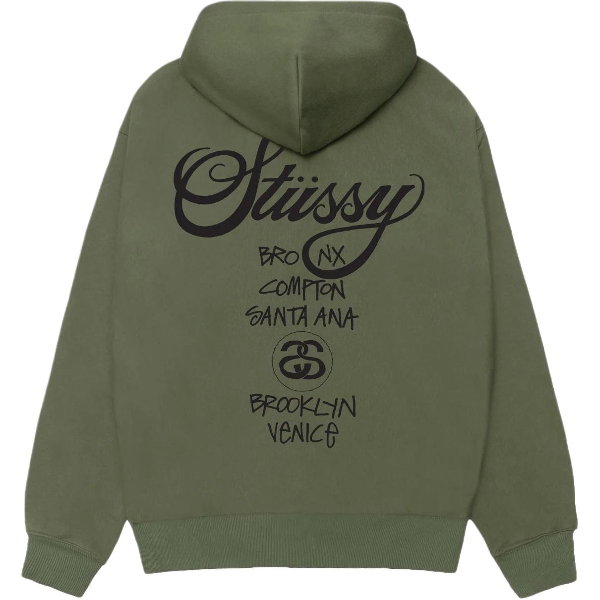 

Пигментированный худи world tour Stussy, зеленый
