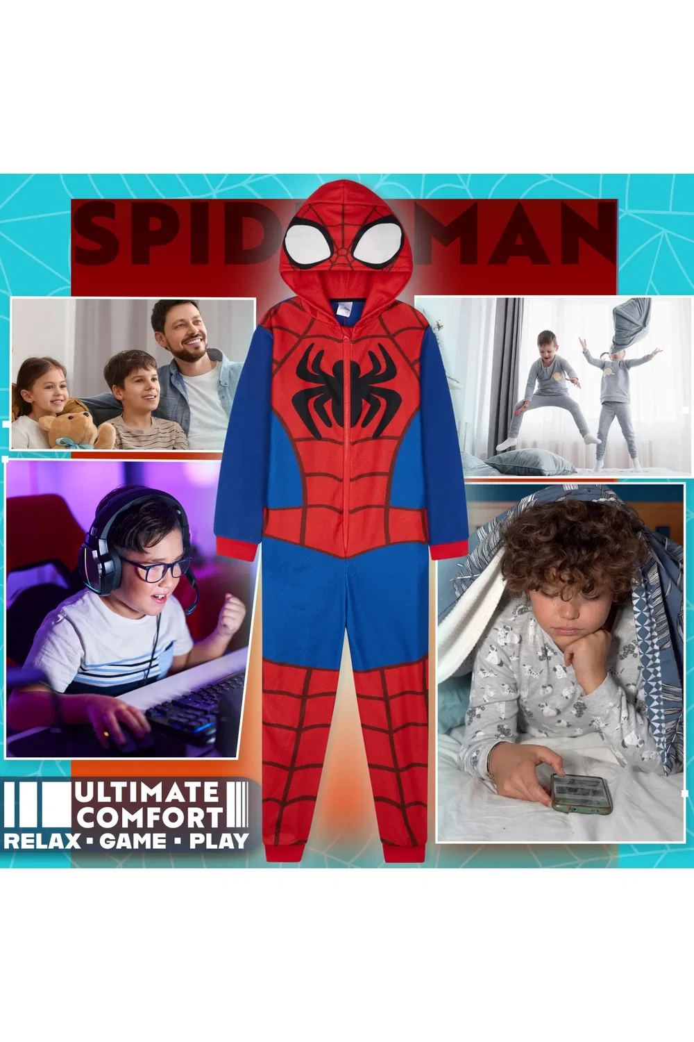 Детский комбинезон-кигуруми Spiderman Marvel, мультиколор — фото 4