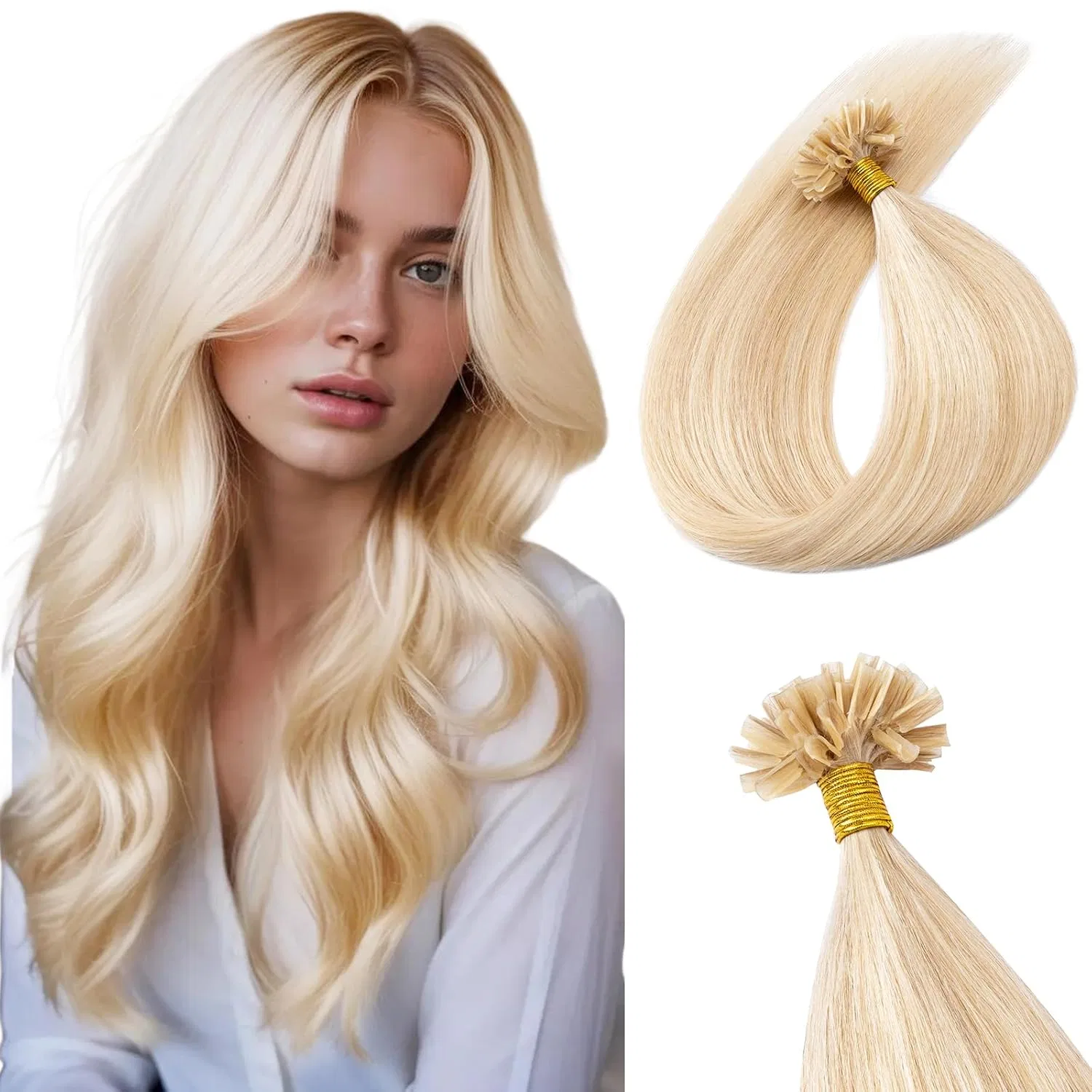 Наращивание волос на кератиновых капсулах TESS, 40 см Tess, #18/613 Light Blonde/Light Blonde