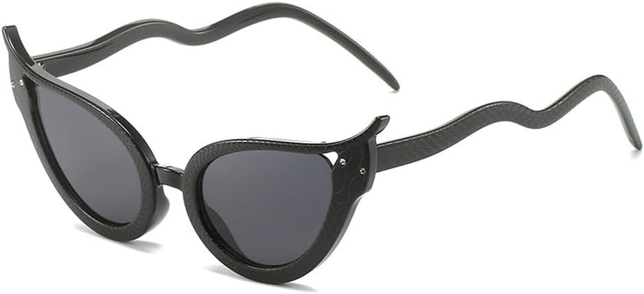 

Винтажные солнцезащитные очки «кошачий глаз» черного цвета для женщин и мужчин, модные панк-очки в женском стиле, трендовые очки с защитой от УФ-излучения UV400 TKKTLLT, Black-black