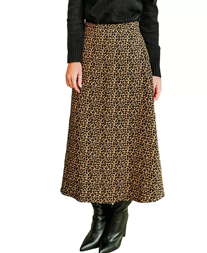 

Женская юбка миди Rebel Rules с анималистичным принтом Cupshe, загар/бежевый