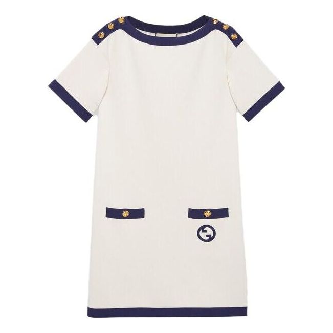 

Платье (WMNS) Gucci Cotton and silk blend dress 'Ivory Dark Blue'