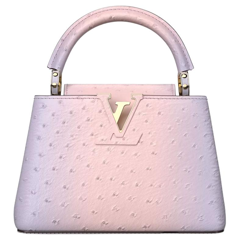 

LOUIS VUITTON Сумка-тоут Capucines из страусиной кожи Kapusin через плечо, мини, женская, фиолетово-розовая