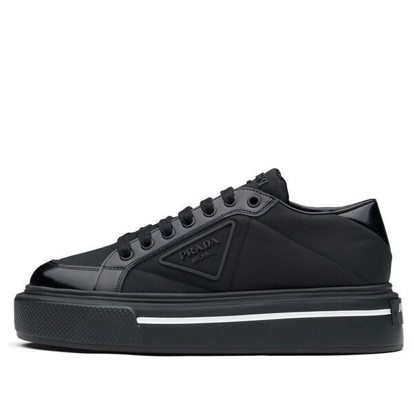 Кроссовки macro re-nylon and brushed leather sneakers 'black' Prada, черный