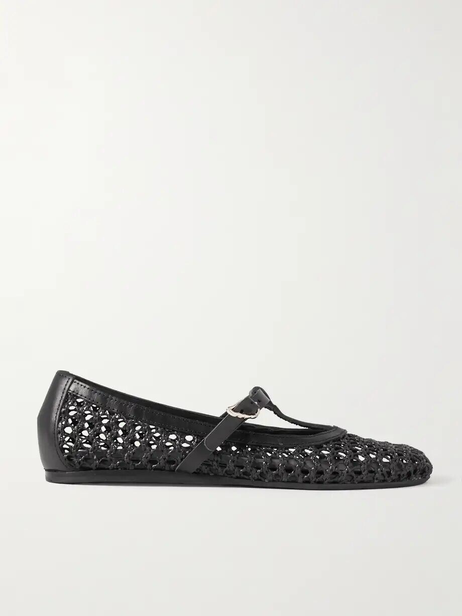 Балетки Aerati из плетеной рафии с кожаной отделкой Ancient Greek Sandals, черный