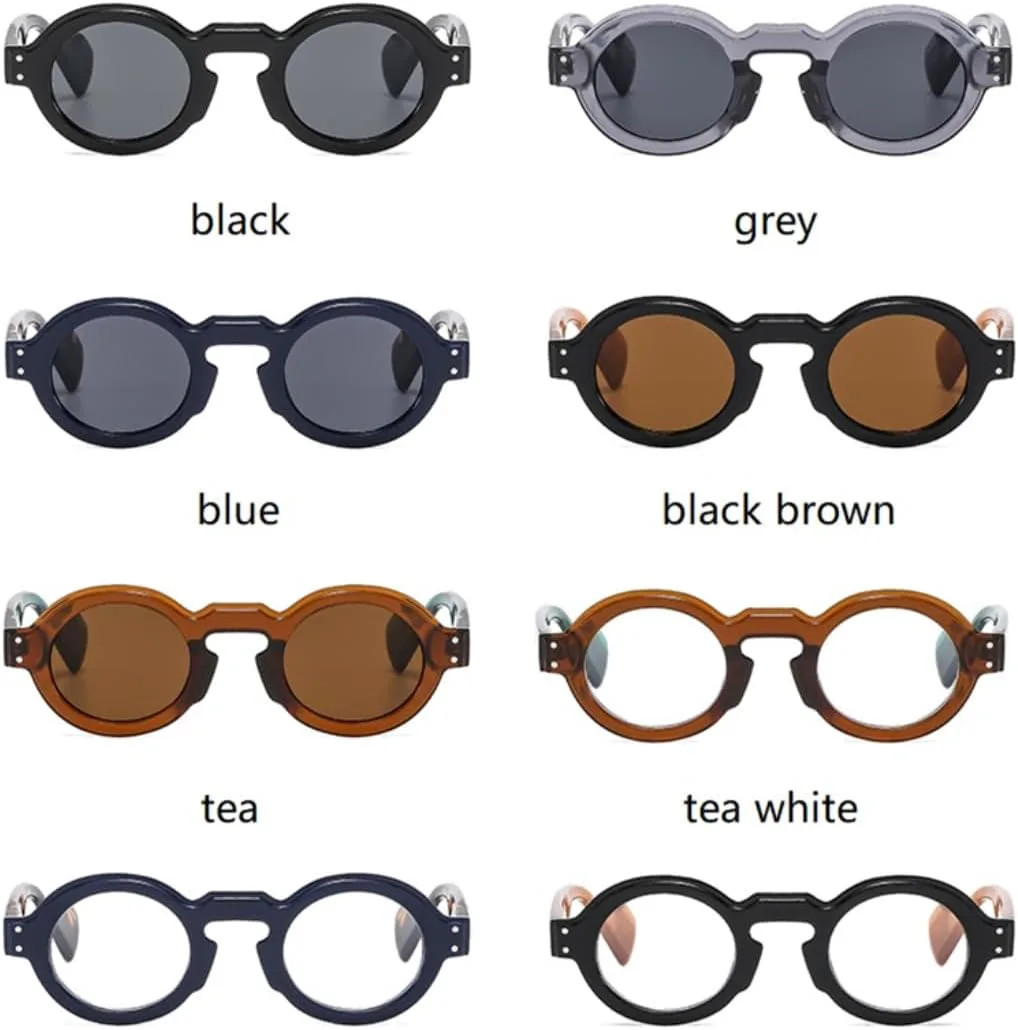 

Солнцезащитные очки для мужчин и женщин - защита UV400 - круглая оправа в стиле панк, двухцветные, для занятий спортом на открытом воздухе и вождения DSVIGF, Grey