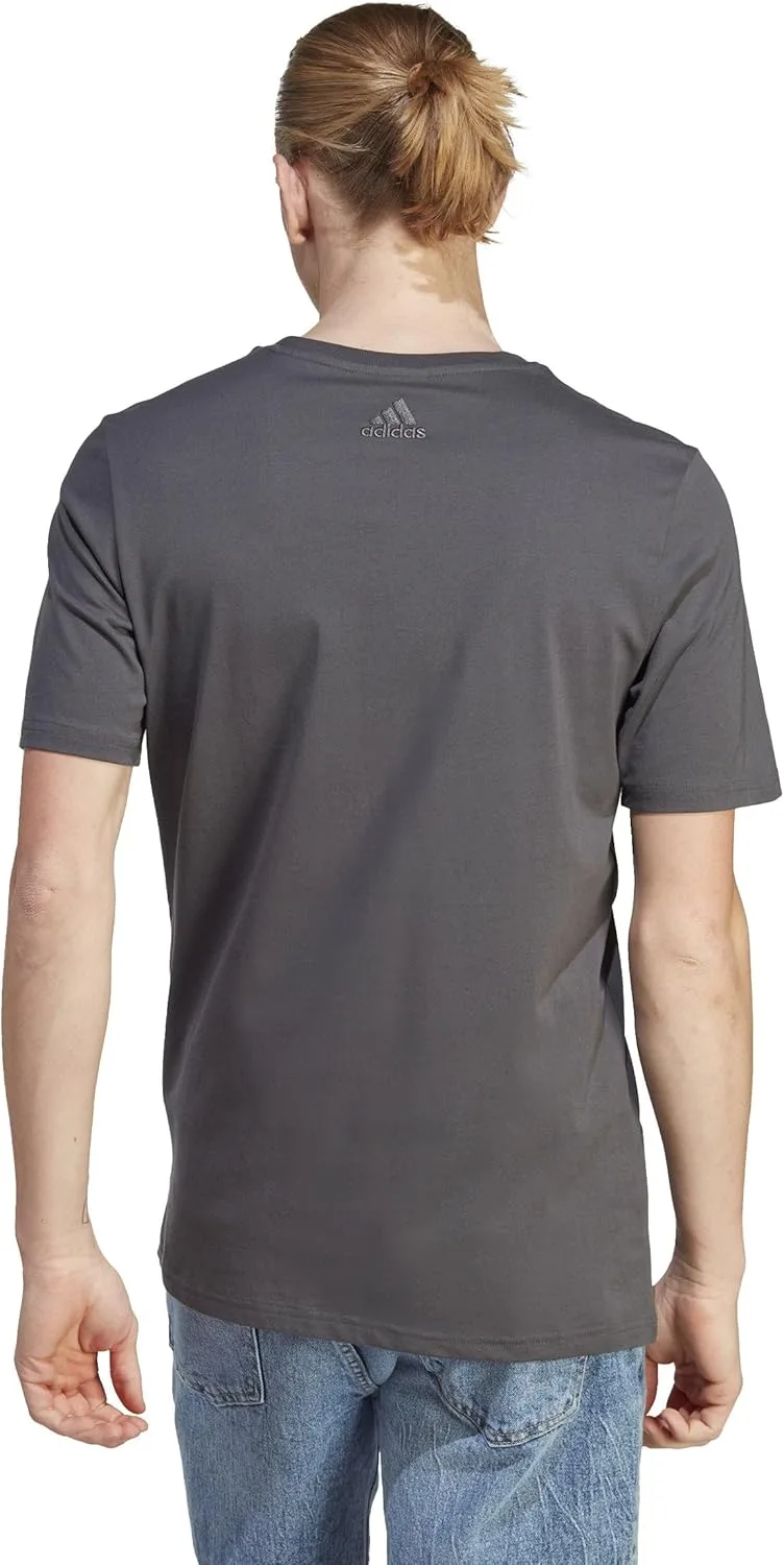 Футболка с коротким рукавом и круглым вырезом Adidas Men's Essentials 3-Stripes, серый — фото 2