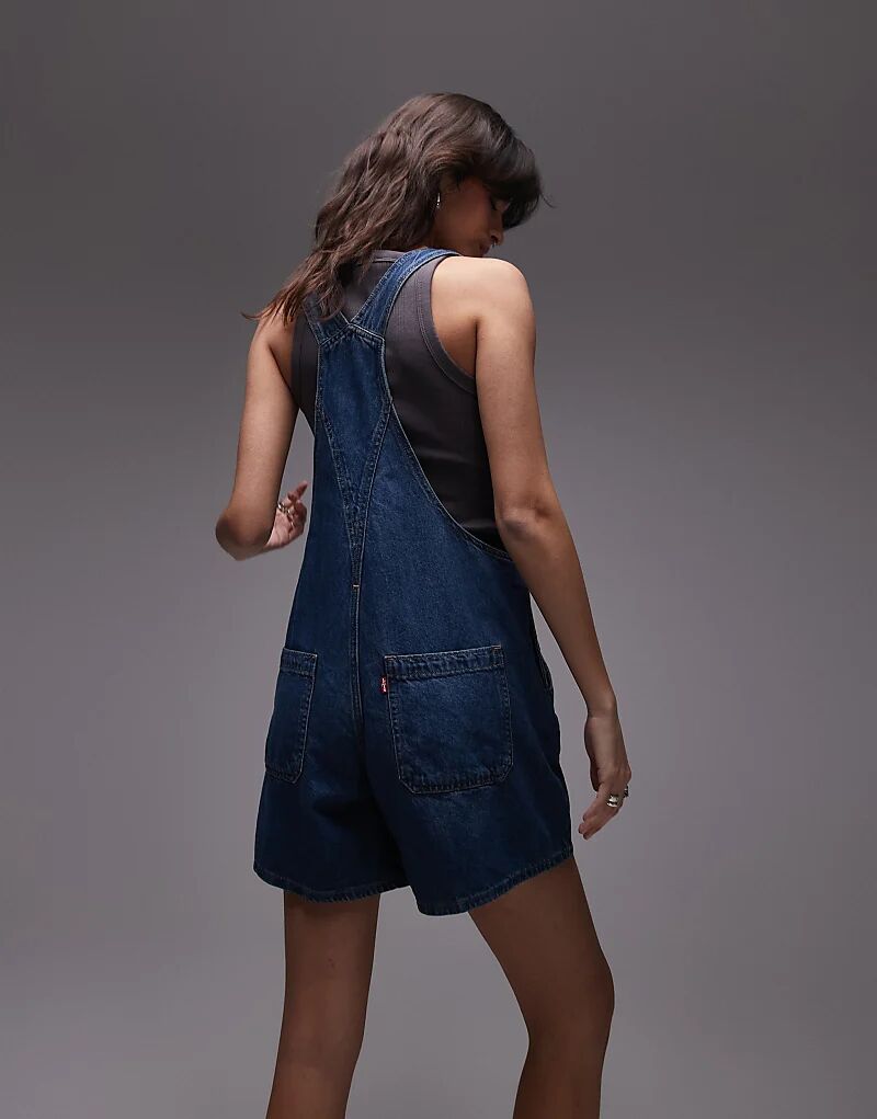 Укороченный джинсовый комбинезон Levi's темного цвета — фото 4