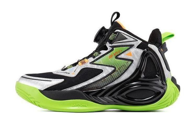 

361°KIDS Скользоустойчивые, износостойкие, дышащие детские баскетбольные кроссовки Mid top черно-зеленые