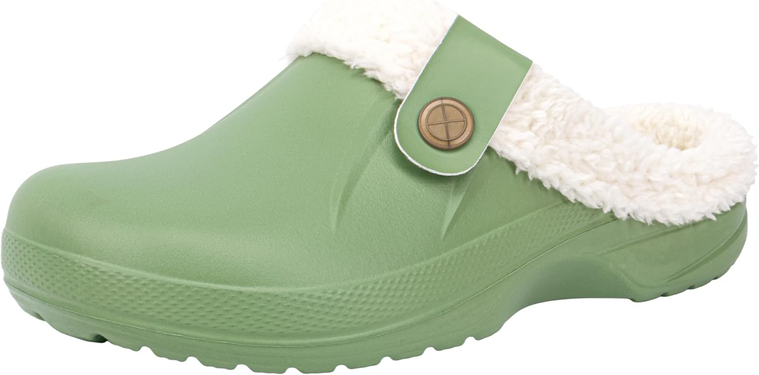 

Женские и мужские сабо ChayChax с меховой подкладкой, супинатором из памяти формы, теплые пушистые тапочки, зимние, водонепроницаемые, для дома и улицы, зеленый