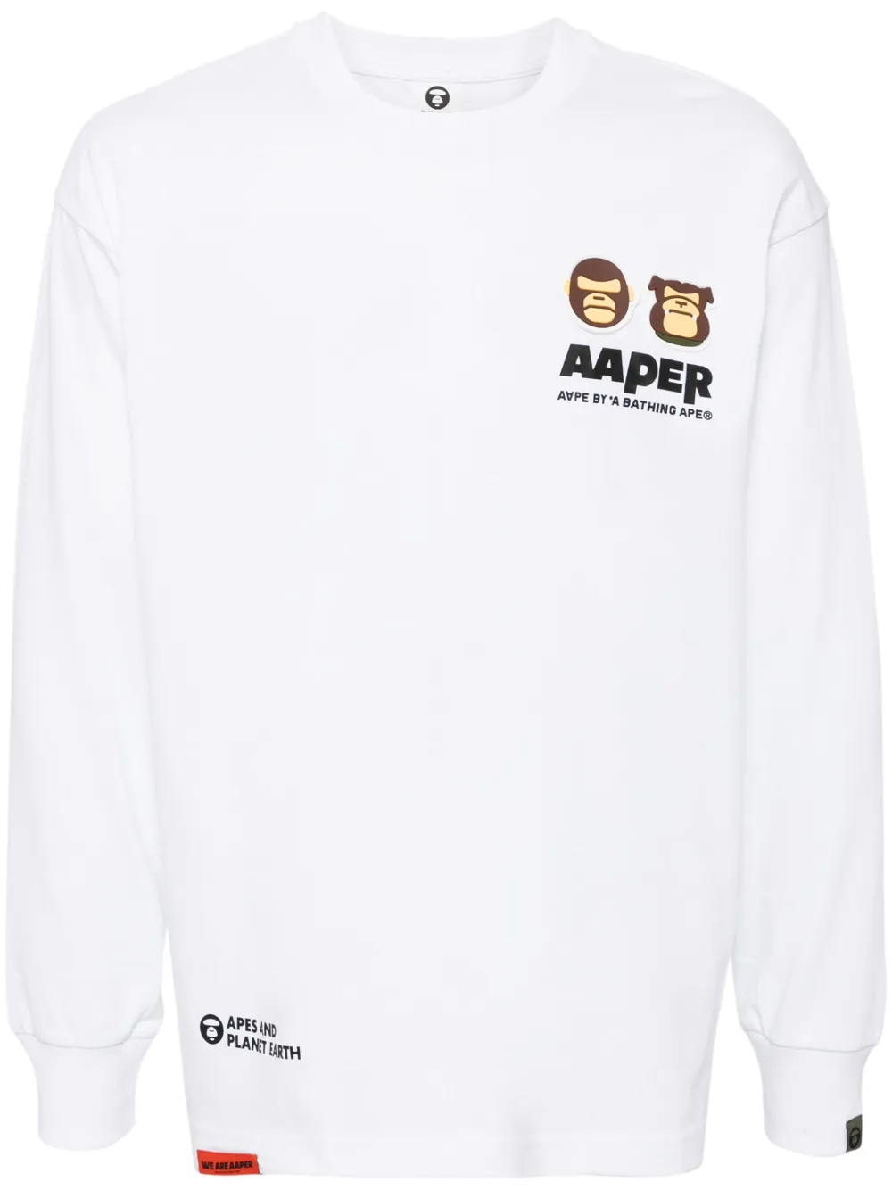 

Футболка с длинными рукавами и нашивкой Moonface AAPE BY *A BATHING APE, белый