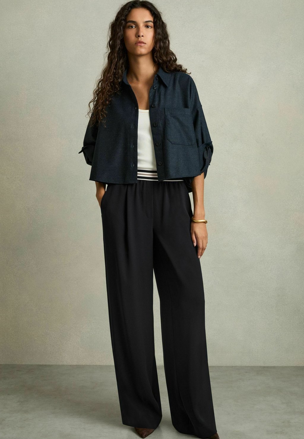 

Брюки ABS STRIPE WAISTBAND WIDE LEG Reiss, синий