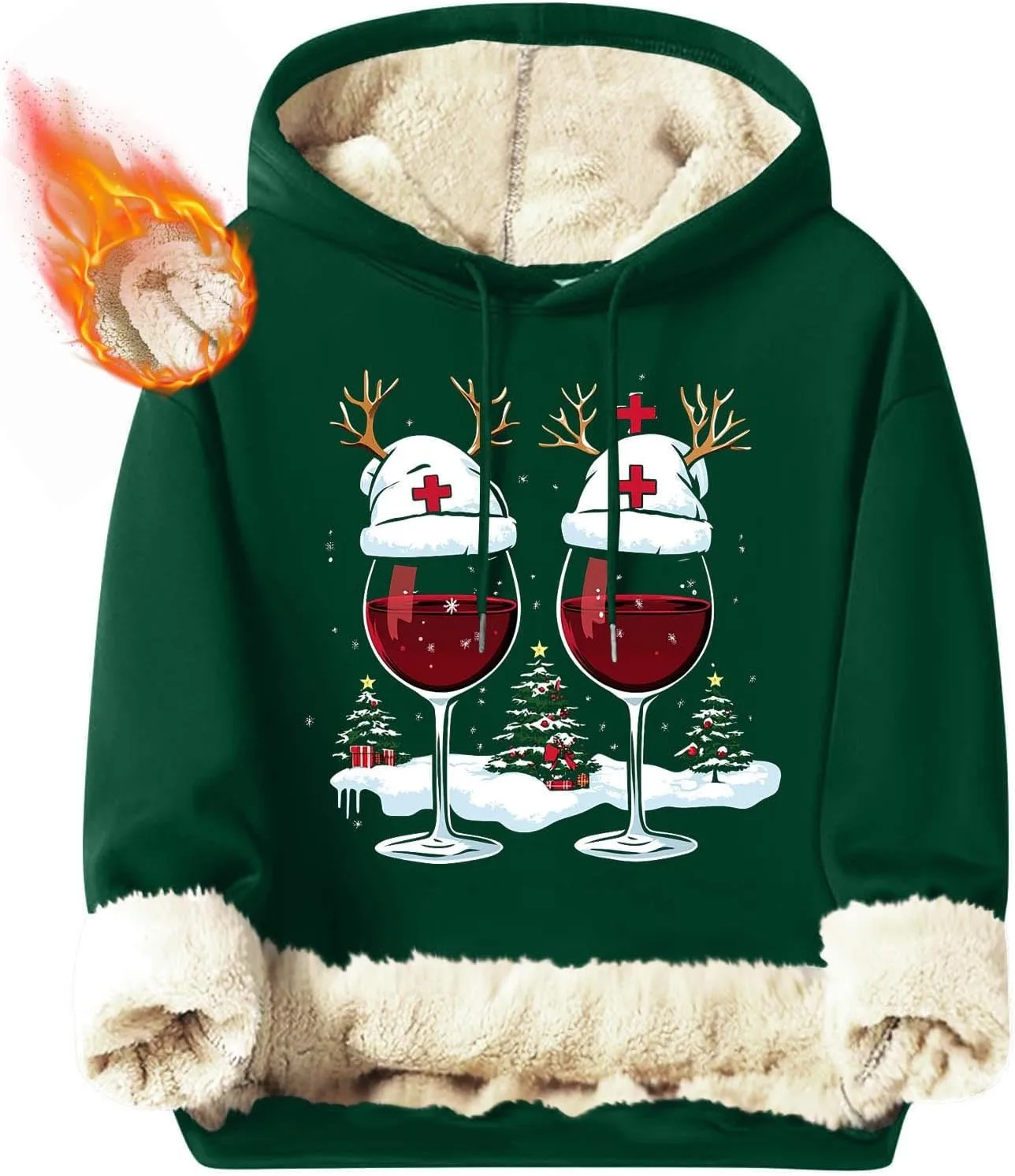 Мужской свитшот с рождественским принтом Sherpa Lined Heavyweight Hoodies — фото 2