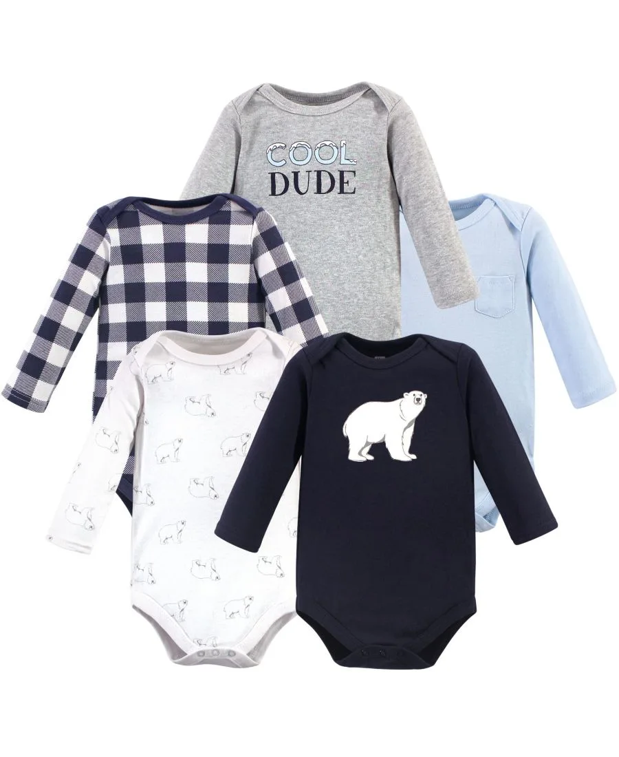 Коллекция из пяти хлопковых боди с длинными рукавами Hudson Baby, Polar Bear