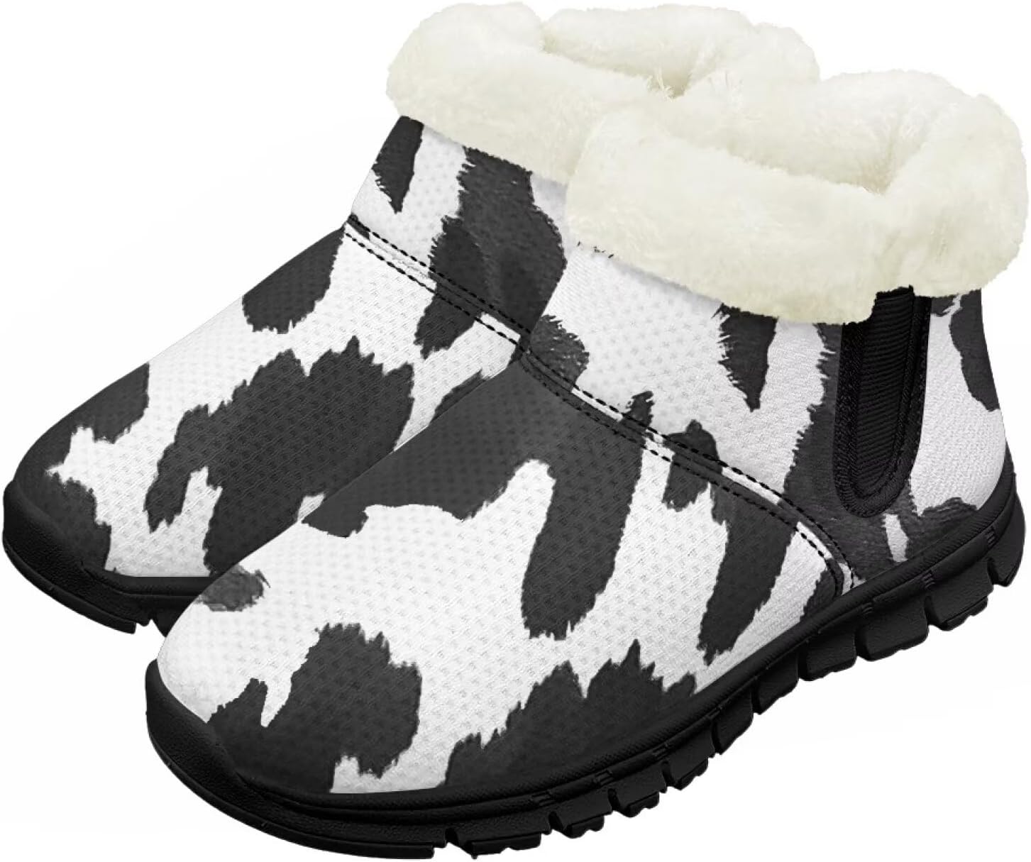 

Детские водонепроницаемые зимние ботинки для снега - теплые, с меховой подкладкой для мальчиков и девочек (малыши/маленькие дети/старшие дети), черная подошва Pzuqiu, Cow Print