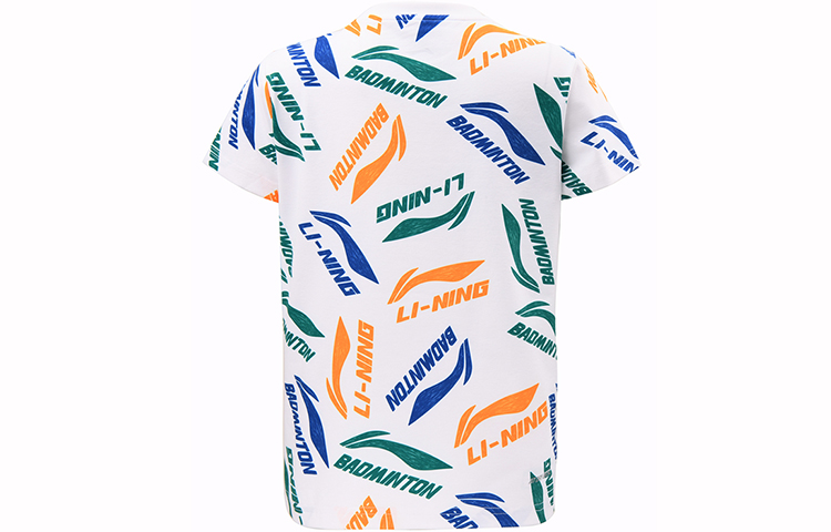 Детские футболки Li Ning с круглым вырезом, средней толщины, белый зеленый желтый — фото 4