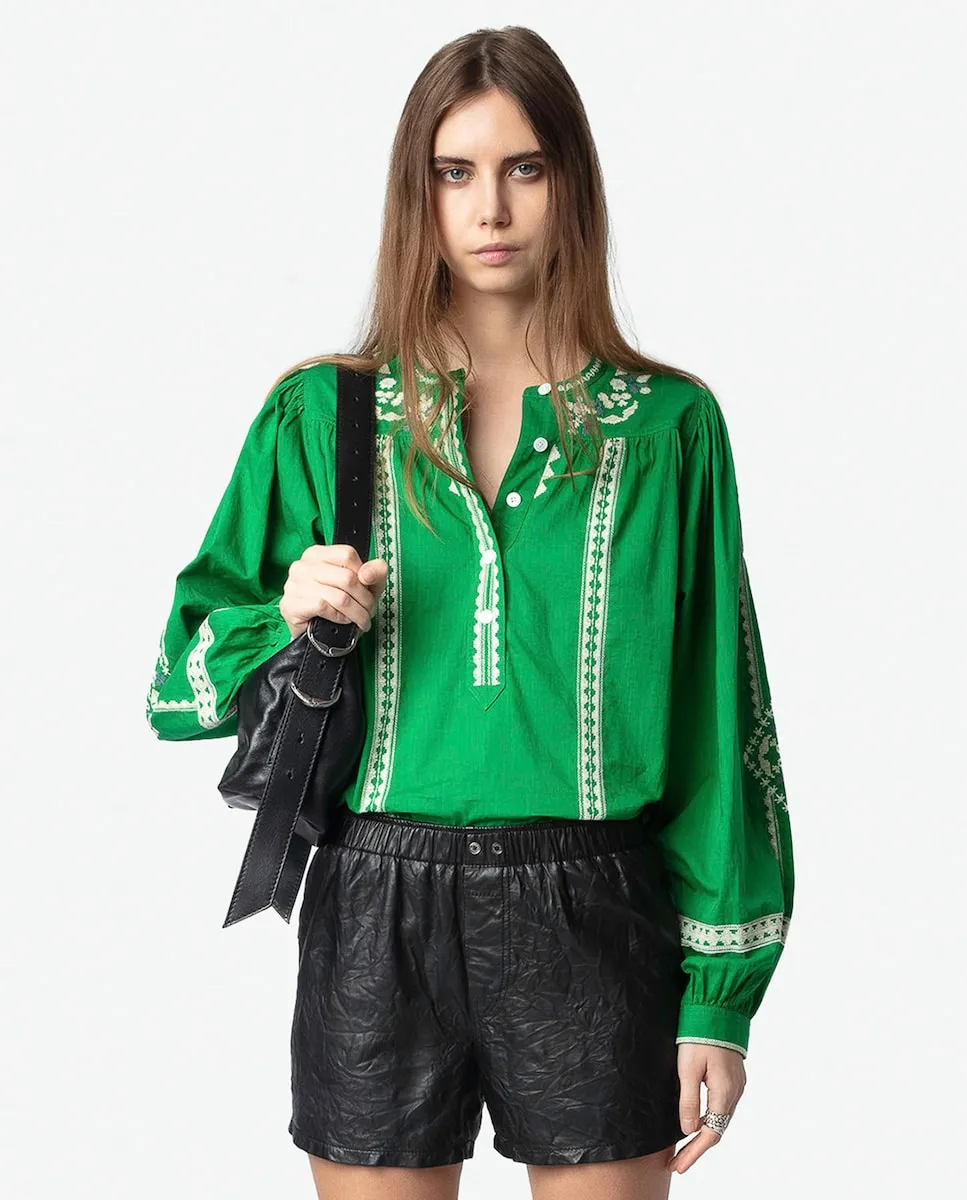 

Женская хлопковая блузка Tigy с длинными рукавами Zadig & Voltaire, зеленый