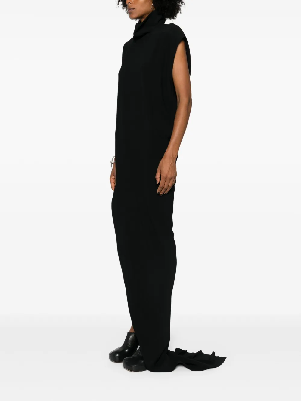 Платье макси EDFU T асимметричного кроя Rick Owens, черный — фото 3