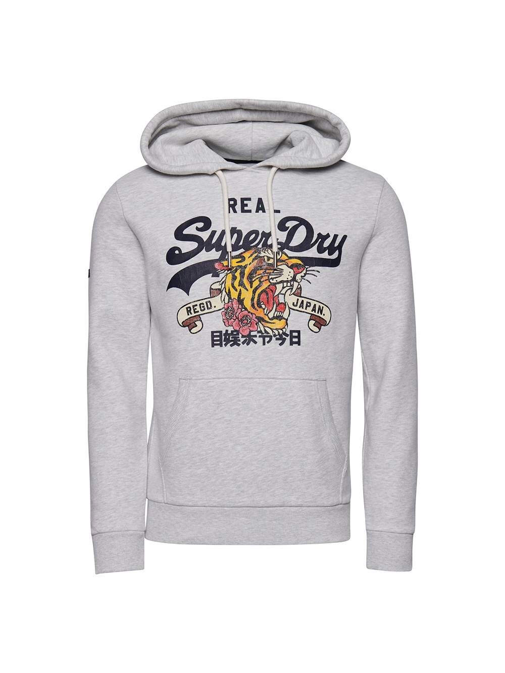 

Толстовка с винтажным повествовательным логотипом Superdry, серый