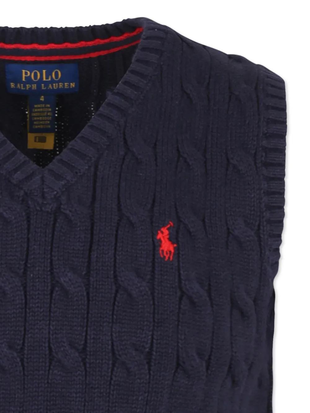 Жилет фактурной вязки POLO RALPH LAUREN KIDS, синий — фото 3