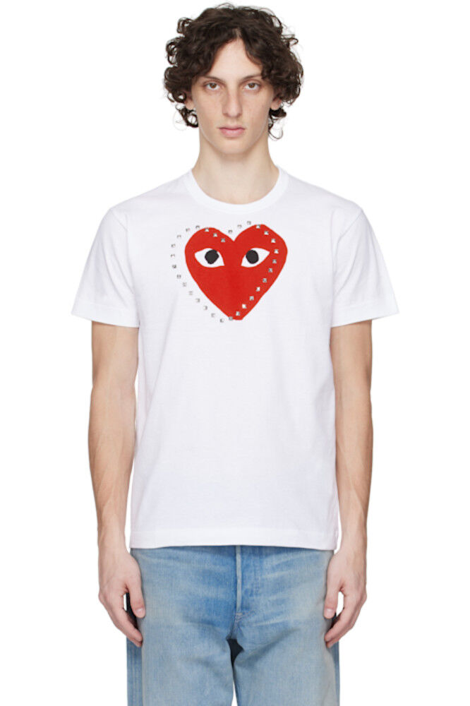 

Белая футболка с принтом «Заклепки» COMME des GARÇONS PLAY
