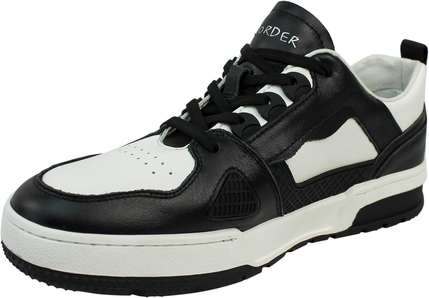 

Мужские модные кроссовки из натуральной кожи черно-белые на шнуровке Azar Man