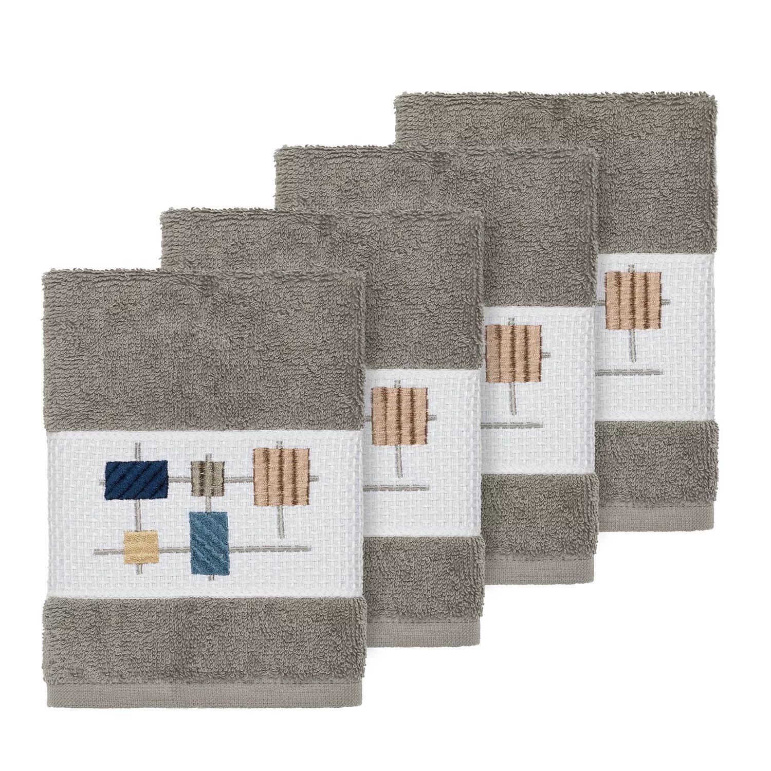 

Linum Home Textiles Турецкий хлопок Khloe Набор мочалок с украшением, белый