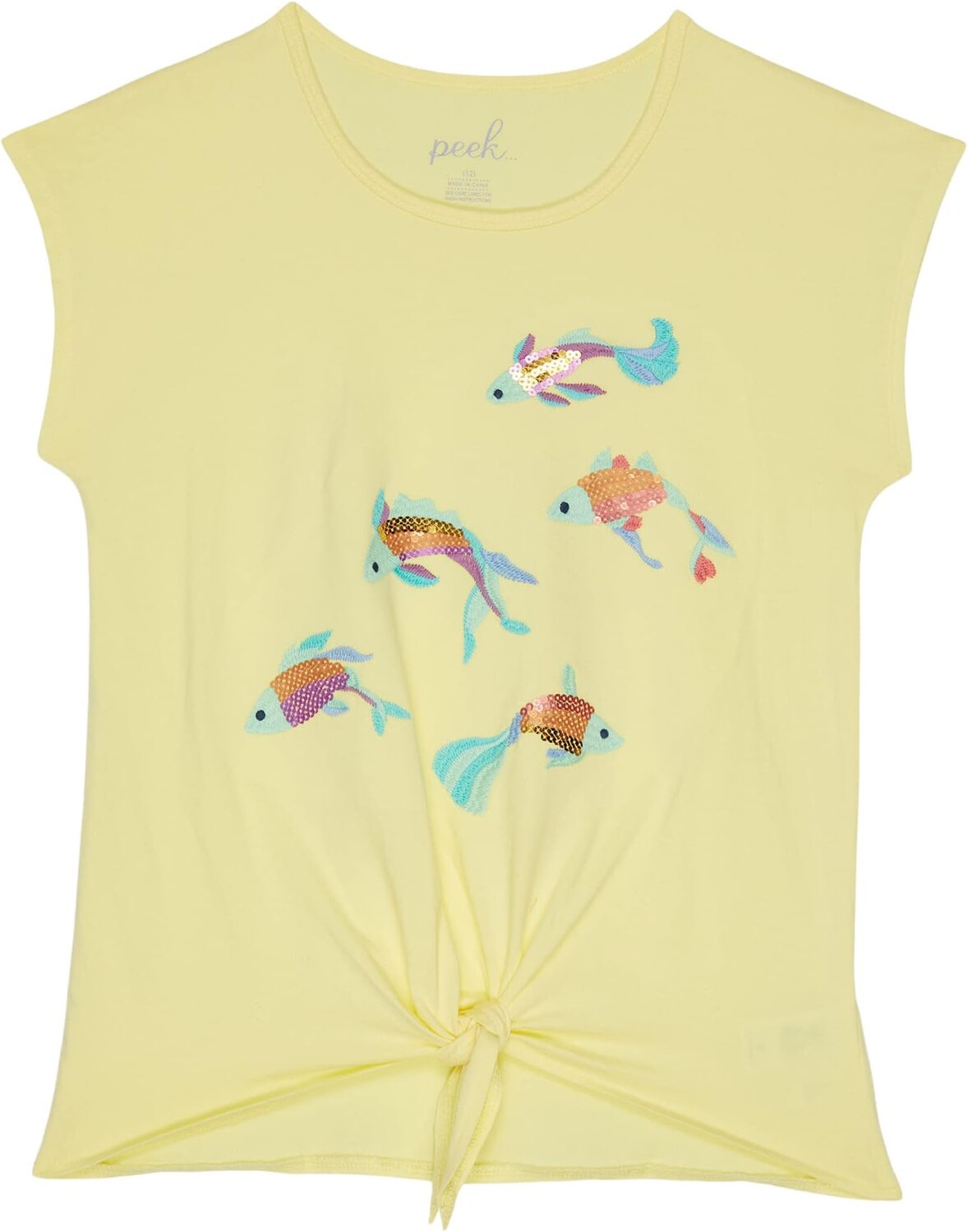 

Топ PEEK Fish Embroidered Tie Front Top, желтый