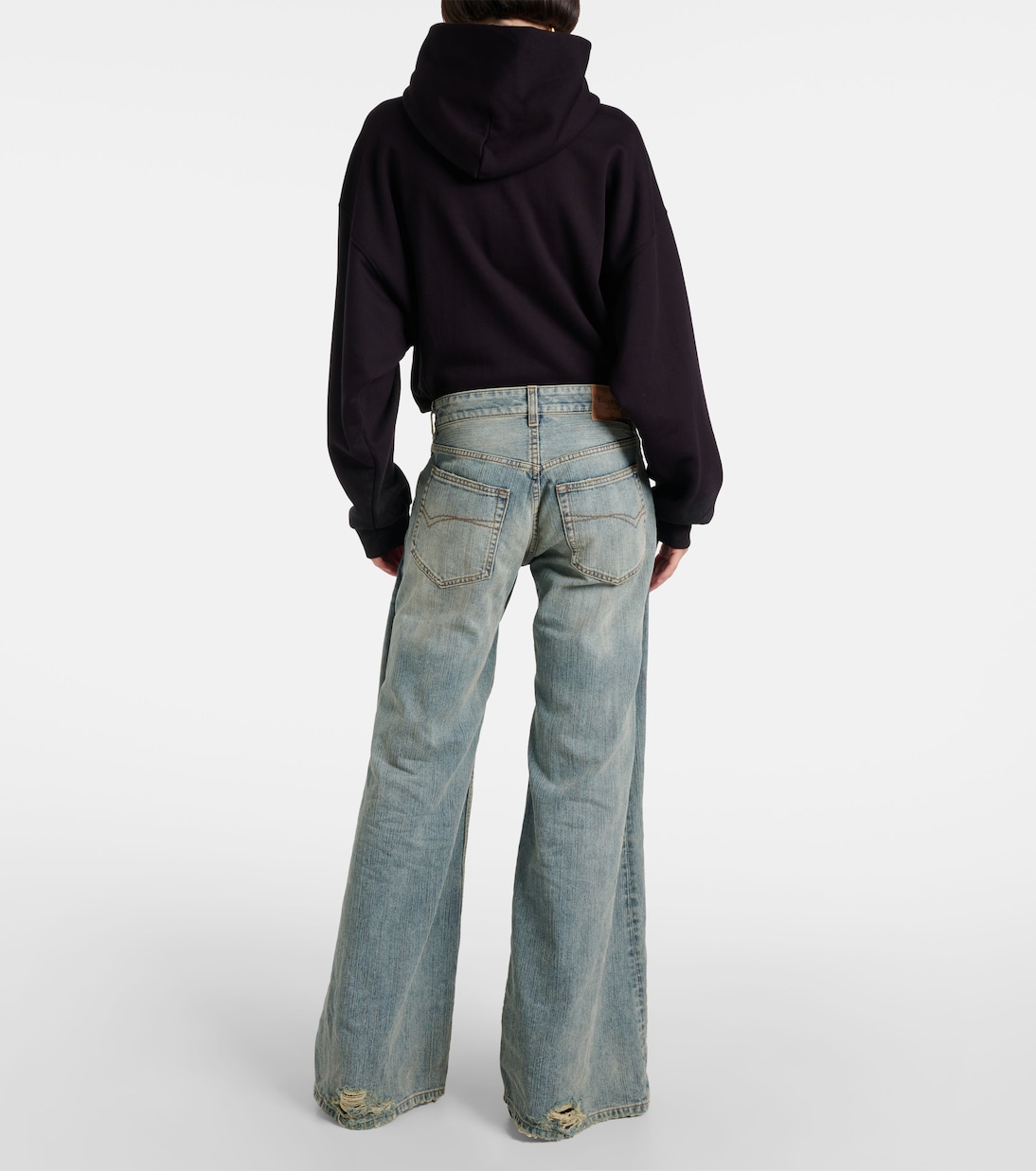 Джинсы с широкими штанинами средней посадки Balenciaga, синий — фото 3
