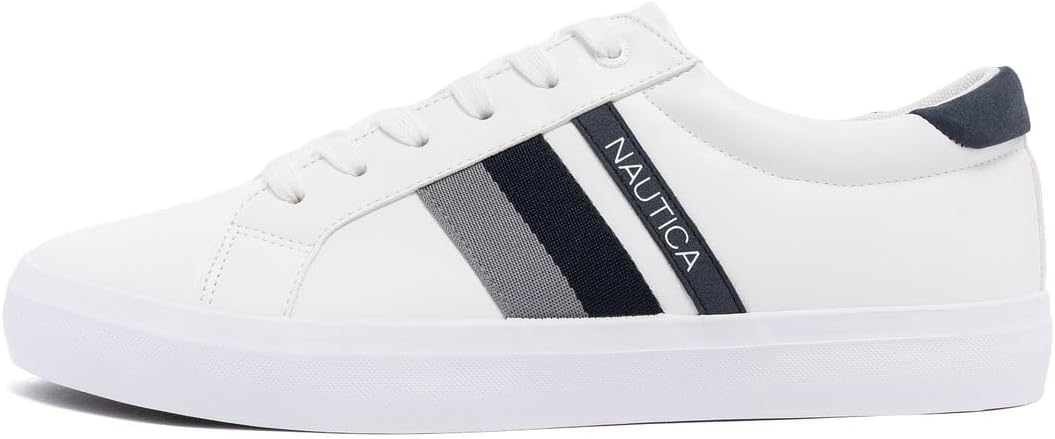 Мужская повседневная обувь Nautica, классические низкие лоферы на шнуровке, модные кроссовки - в стандартных и широких размерах, белый/серый — фото 2