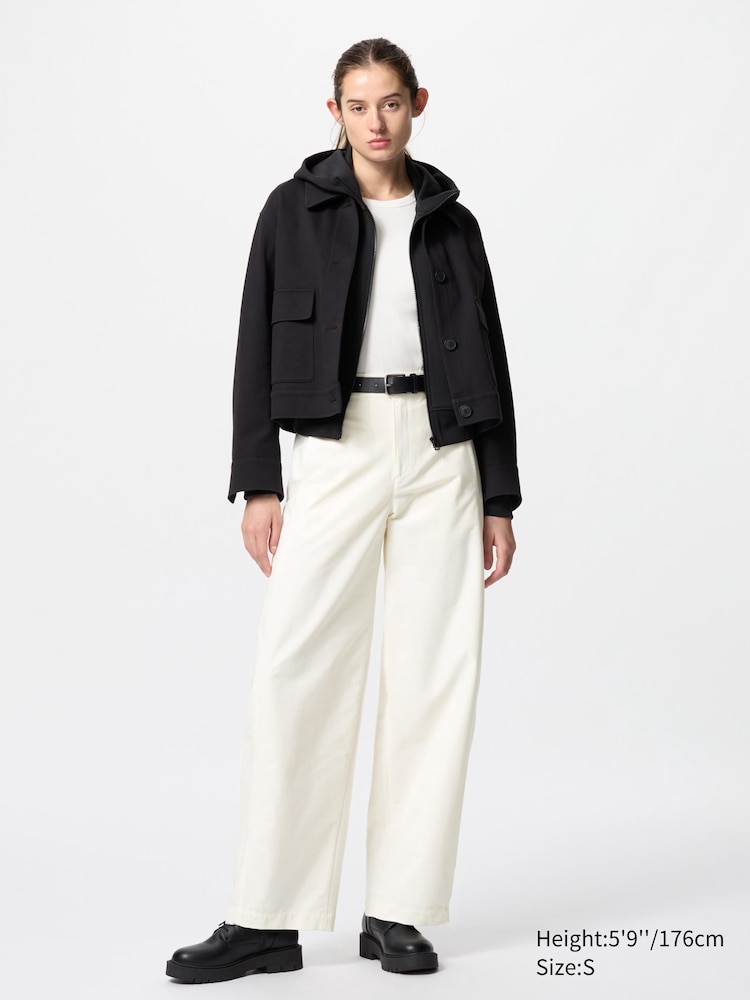

Трикотажные брюки barrel leg длинные Uniqlo, цвет 01 белый