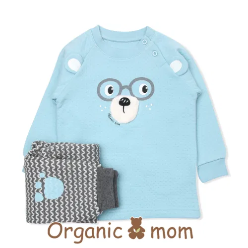 Детская длинная футболка ORGANICMOM, хлопок, миндальный цвет — фото 2
