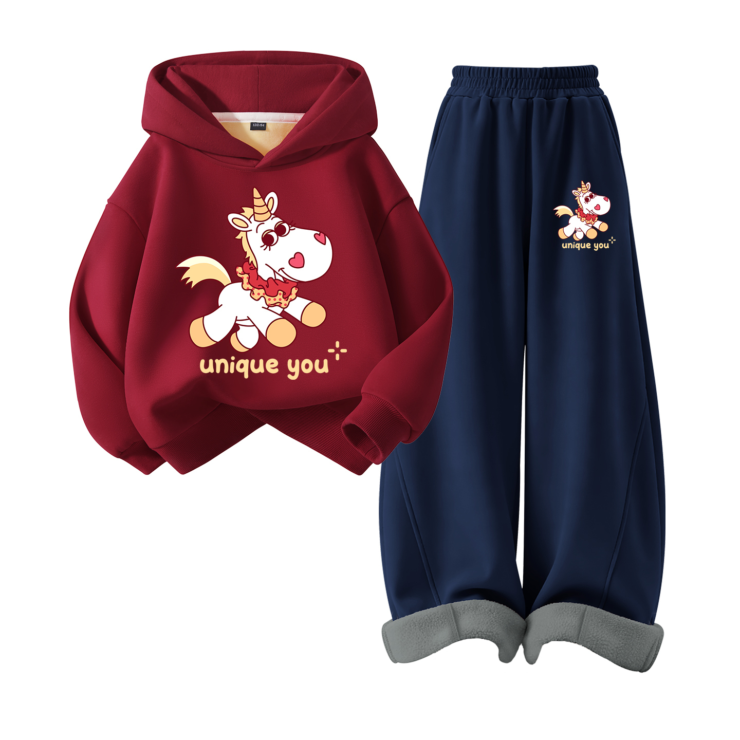 Детская повседневная спортивная одежда с капюшоном, утепленная Disney, [thickened and fleece-lined]dixin wreath бордовый+dixin wreath heather серый — фото 3